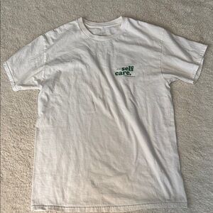 White and Green Short Sleeve Tee with Crew Neck
